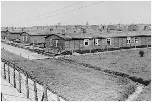 View of barracks in the Majdanek camp